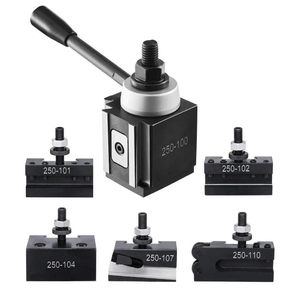 VEVOR Quick Change Tool Post Set, 6 Pcs, Includes Lathe Tool Holders, Piston Type Tool Post with Turning Tool Holder Accessories, Fit for Mini Lathe & Metal Lathe 6"-12" Swing, Durable Steel Material