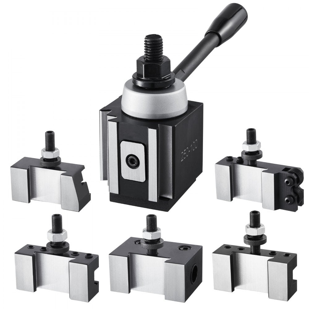 VEVOR Quick Change Tool Post Set, 6 Pcs, Includes Lathe Tool Holders, Piston Type Tool Post with Turning Tool Holder Accessories, Fit for Mini Lathe & Metal Lathe 6"-12" Swing, Durable Steel Material