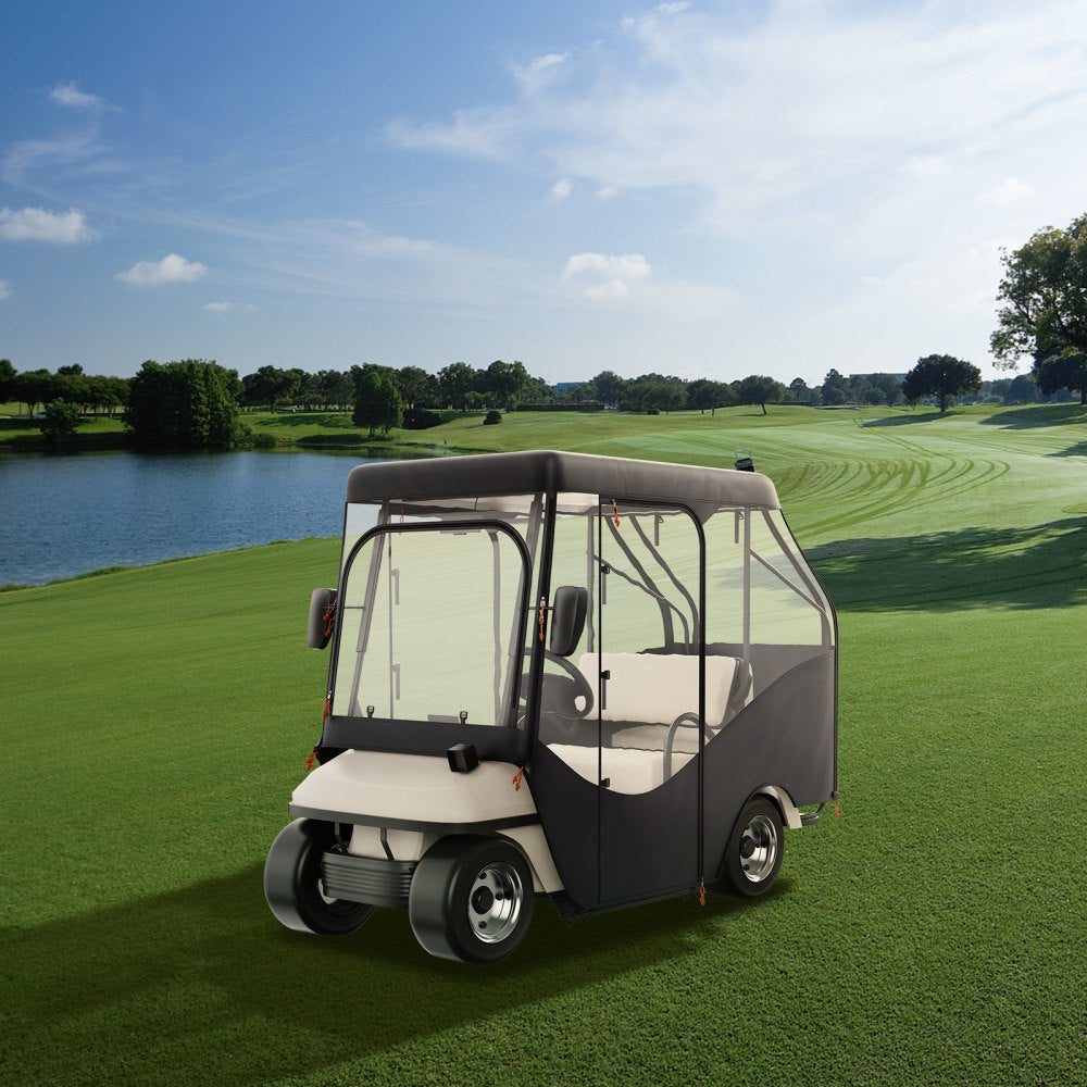 VEVOR Golf Cart Enclosure, 420D Polyester Driving Enclosure with 4-Sided Transparent Windows, 4 Passenger Club Car Covers for 2+2 Passenger Golf Carts, Sunproof and Dustproof Outdoor Cart Cover