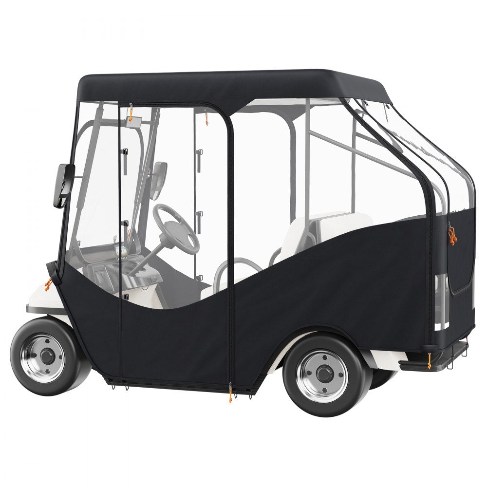 VEVOR Golf Cart Enclosure, 600D Polyester Driving Enclosure with 4-Sided Transparent Windows, 4 Passenger Club Car Covers for 2+2 Passenger Golf Carts, Sunproof and Dustproof Outdoor Cart Cover