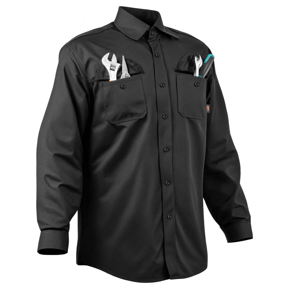 VEVOR Flame Resistant Welding Jacket, 7oz. FR Shirts for Men, Machine Washable Cotton Heat-Resistant Welding Shirt, Meets ATPV 9.2 Cal/cm² Arc Rating - M Size