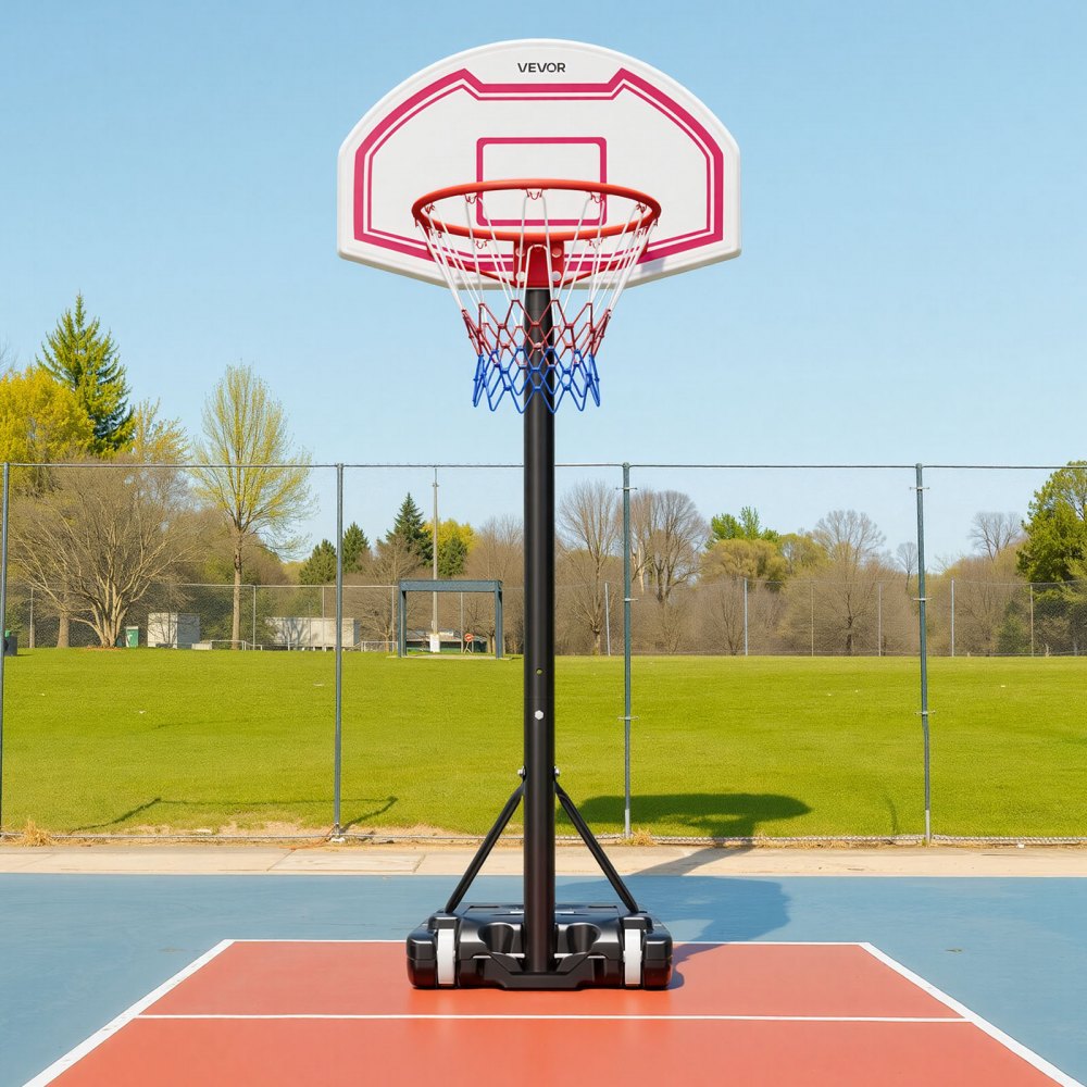 VEVOR Portable Basketball Stand, 5.2 to 6.9 ft Height Adjustment Basketball Hoop & Goal, Kids Adjustable Basketballs Hoop with Nylon Net & Rolling Wheels, Portable Backboard Set for Patios, Poolside