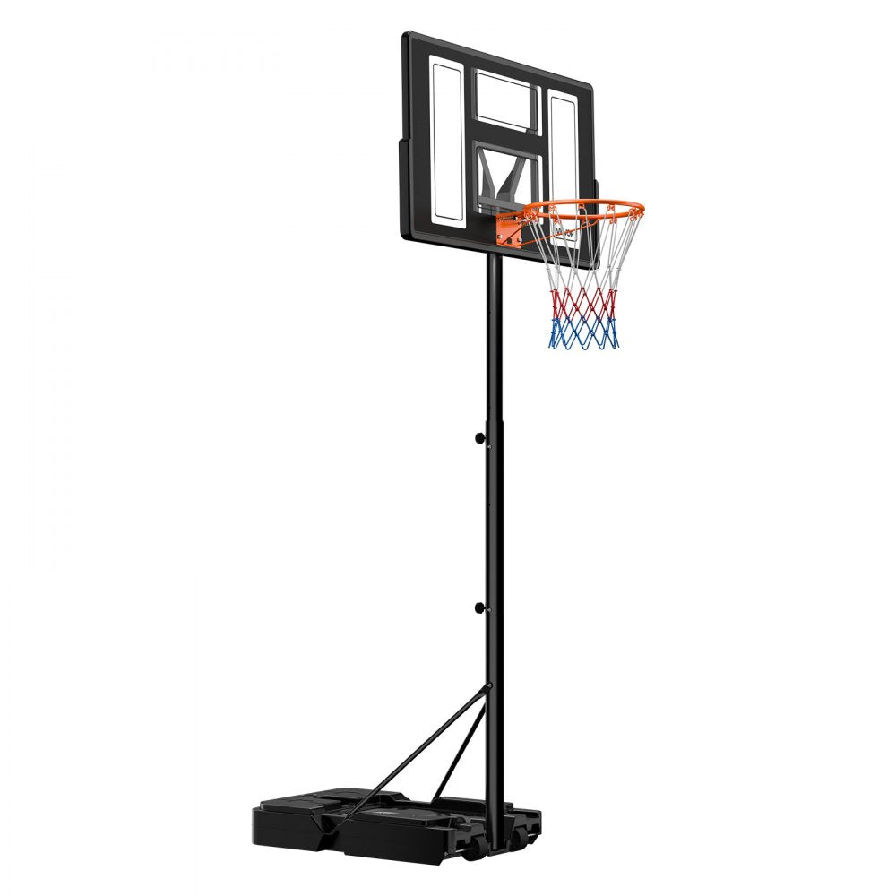 VEVOR Portable Basketball Stand, 4.4 ft to 10 ft Height Adjustment Basketball Hoop & Goal, Adjustable Basketballs Goal System with Built-in Rolling Wheels for Kids, Teens, Adults in Driveways, Pools