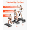 VEVOR Aerobic Exercise Step Platform, 28-Inch Workout Aerobic Stepper, Height Adjustable Fitness Training Step Deck Trainer with 4 Risers, Non-Slip Surface Bench for Home Gym Cardio Strength, Gray