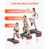VEVOR Aerobic Exercise Step Platform, 28-Inch Workout Aerobic Stepper, Height Adjustable Fitness Training Step Deck Trainer with 4 Risers, Non-Slip Surface Bench for Home Gym Cardio Strength, Red