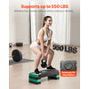 VEVOR Aerobic Exercise Step Platform, 28-Inch Workout Aerobic Stepper, Height Adjustable Fitness Training Step Deck Trainer with 4 Risers, Non-Slip Surface Bench for Home Gym Cardio Strength, Green