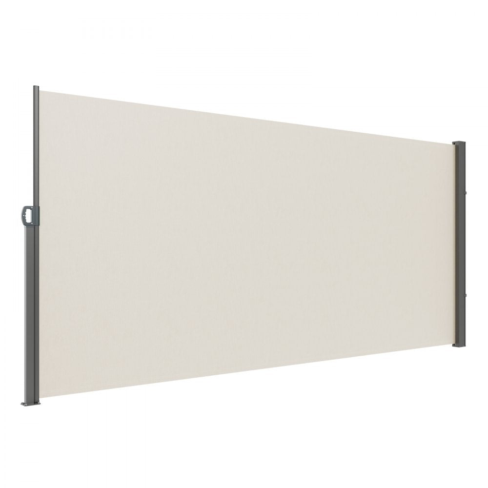 VEVOR Retractable Side Awning, 79''x 118'' Outdoor Privacy Screen, 180g Polyester Water-proof Retractable Patio Screen, UV 30+ Room Divider Wind Screen for Patio, Backyard, Balcony, Beige
