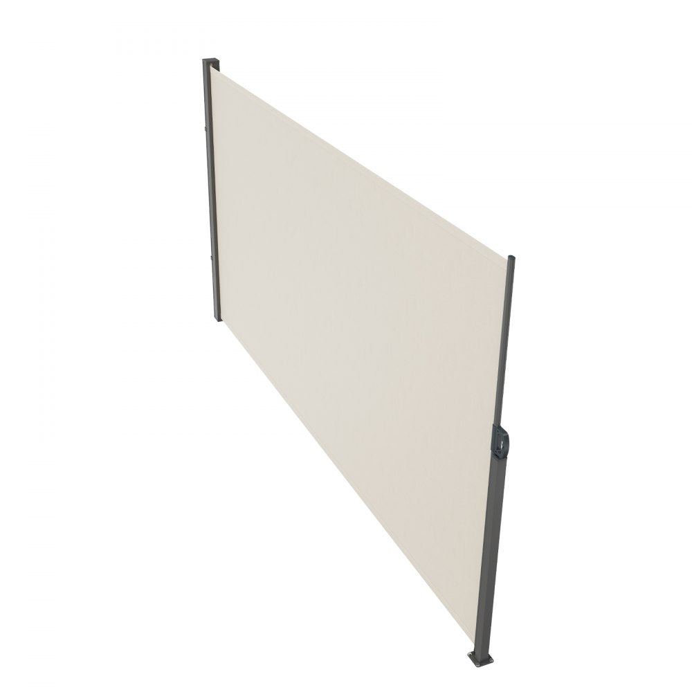 VEVOR Retractable Side Awning, 79''x 118'' Outdoor Privacy Screen, 180g Polyester Water-proof Retractable Patio Screen, UV 30+ Room Divider Wind Screen for Patio, Backyard, Balcony, Beige
