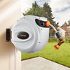 VEVOR Retractable Hose Reel, 100 ft x 1/2 inch, 180° Swivel Bracket Wall-Mounted, Garden Water Hose Reel with 9-Pattern Nozzle, Automatic Rewind, Lock at Any Length, and Slow Return System