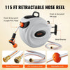 VEVOR Retractable Hose Reel, 115 ft x 1/2 inch, 180° Swivel Bracket Wall-Mounted, Garden Water Hose Reel with 9-Pattern Nozzle, Automatic Rewind, Lock at Any Length, and Slow Return System