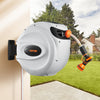 VEVOR Retractable Hose Reel, 65 ft x 5/8 inch, 180° Swivel Bracket Wall-Mounted, Garden Water Hose Reel with 9-Pattern Nozzle, Automatic Rewind, Lock at Any Length, and Slow Return System