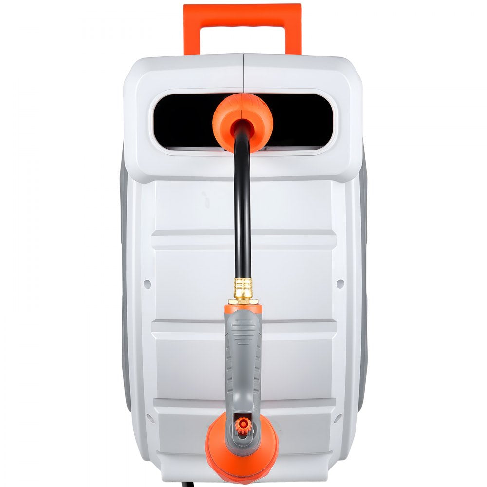 VEVOR Retractable Garden Hose Reel, 1/2 in x 130 ft, Wall Mounted Hose Reel with 9-Function Sprayer Nozzle and 180° Swivel Bracket, Any Length Lock, Automatic Slow Rewind System, for Garden Watering