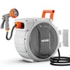 VEVOR Retractable Garden Hose Reel, 5/8 Inch x 100 ft Wall Mounted Hose Reel, Heavy Duty Garden Hose Reel with 9 Patterns Nozzle, Any Length Lock, Upgraded Slow Return System and 180°Swivel Bracket