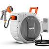 VEVOR Retractable Garden Hose Reel, 1/2 Inch x 84 ft Wall Mounted Hose Reel, Heavy Duty Garden Hose Reel with 9 Patterns Nozzle, Any Length Lock, Upgraded Slow Return System and 180°Swivel Bracket