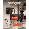 VEVOR Retractable Extension Cord Reel 30FT Heavy Duty 16AWG/3C SJTOW Black, for Ceiling/Wall Mount, 10A Circuit Breaker, Automatic Retractable Power Cord, Lighted Triple Tap, with 180° Swivel Bracket