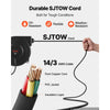 VEVOR Retractable Extension Cord Reel 50FT Heavy Duty 14AWG/3C SJTOW Black, for Ceiling/Wall Mount, 13A Circuit Breaker, Automatic Retractable Power Cord, Lighted Triple Tap, with 180° Swivel Bracket