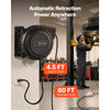 VEVOR Retractable Extension Cord Reel 80FT Heavy Duty 12AWG/3C SJTOW Black, for Ceiling/Wall Mount, 15A Circuit Breaker, Automatic Retractable Power Cord, Lighted Triple Tap, with 180° Swivel Bracket