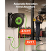 VEVOR Retractable Extension Cord Reel 50FT Heavy Duty 14AWG/3C SJTOW Green, for Ceiling/Wall Mount, 13A Circuit Breaker, Automatic Retractable Power Cord, Lighted Triple Tap, with 180° Swivel Bracket