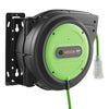 VEVOR Retractable Extension Cord Reel 80FT Heavy Duty 12AWG/3C SJTOW Green, for Ceiling/Wall Mount, 15A Circuit Breaker, Automatic Retractable Power Cord, Lighted Triple Tap, with 180° Swivel Bracket