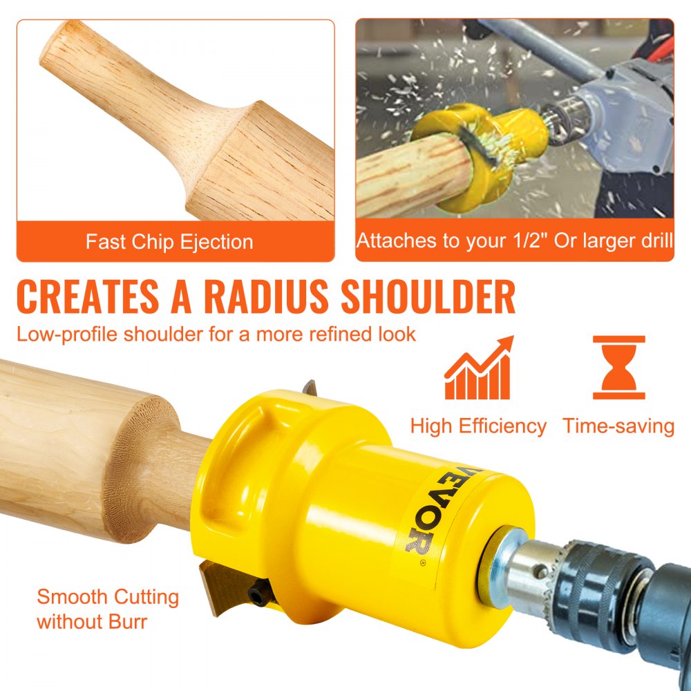 VEVOR Tenon Cutter, 1\"/25.4mm & 2\"/50.8mm Diameter, with Dual Curved Blades & Button Screws Home Master Kit, Premium Aluminum & Steel Log Furniture Cutter, Commercial Beginner’s Tool for Home DIY