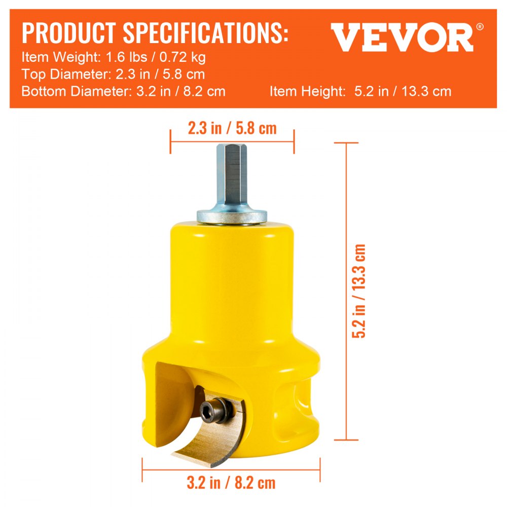 VEVOR Tenon Cutter, 1.5" / 38 mm Diameter, Premium Aluminum & Steel Log Furniture Cutter, with Dual Curved Blades & Button Screws Home Master Kit, Commercial Woodworking Tool for Home Beginner DIY