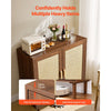 VEVOR Rattan Cabinet, Rattan Storage Cabinet with 2 Magnetic Doors and Adjustable Shelves, Accent Sideboard Buffet with Wooden Legs & Power Cord Hole for Hallway, Entryway, Living Room, Kitchen, Khaki