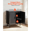 VEVOR Rattan Cabinet, Rattan Storage Cabinet with 2 Magnetic Doors and Adjustable Shelves, Accent Sideboard Buffet with Wooden Legs & Power Cord Hole for Hallway, Entryway, Living Room, Kitchen, Black