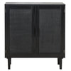 VEVOR Rattan Cabinet, Rattan Storage Cabinet with 2 Magnetic Doors and Adjustable Shelves, Accent Sideboard Buffet with Wooden Legs & Power Cord Hole for Hallway, Entryway, Living Room, Kitchen, Black
