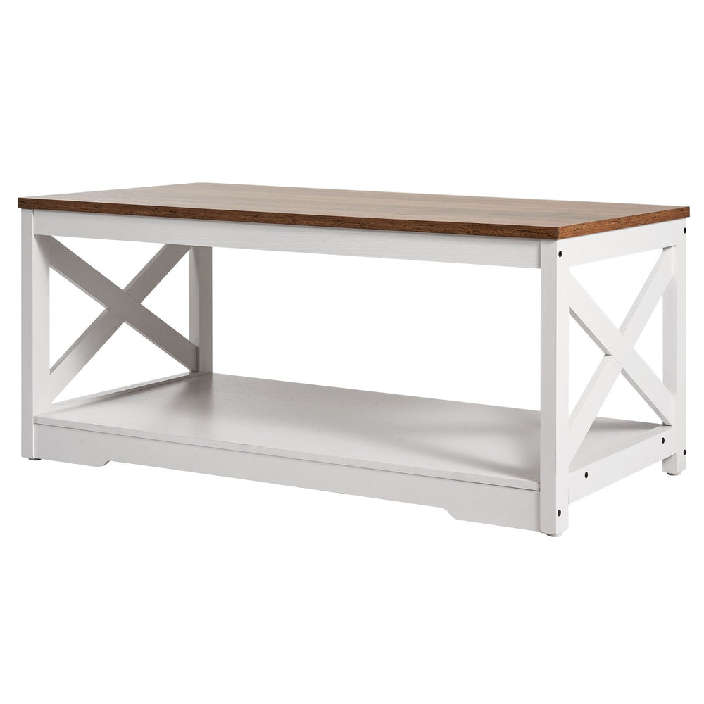 VEVOR 3 Pieces Farmhouse Coffee Table Sets, 40 in Industrial Coffee Table with 2 End Side Tables, Easy Assembly Coffee and End Tables Sets with Charging Station, for Office, Living Room & Apartment