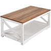 VEVOR 3 Pieces Farmhouse Coffee Table Sets, 40 in Industrial Coffee Table with 2 End Side Tables, Easy Assembly Coffee and End Tables Sets with Charging Station, for Office, Living Room & Apartment