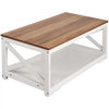 VEVOR 4 Pieces Farmhouse Coffee Table Sets, 40 in Coffee Table with 2 End Tables and 66 in TV Stand, Easy Assembly Living Room Tables Sets with Charging Station, for Office, Living Room & Apartment