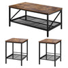 VEVOR 3 Pieces Living Room Table Sets, 41.3 in Industrial Coffee Table with 2 Square End Side Tables, Easy Assembly Coffee and End Tables Sets with Metal Legs, for Office, Living Room & Apartment