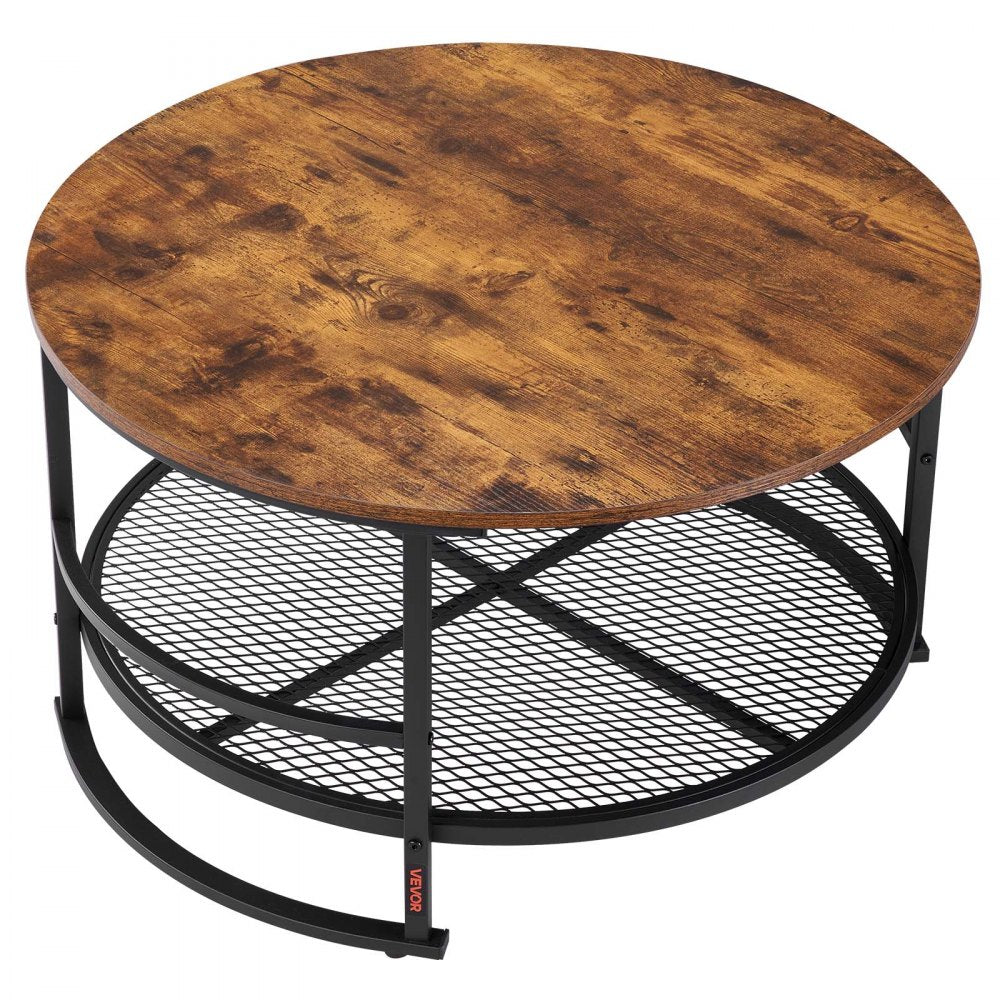 VEVOR 3 Pieces Round Coffee Table Sets, 31.5 in Industrial Living Room Table with 2 End Side Tables, Easy Assembly Coffee and End Tables Sets with Metal Legs, for Office, Living Room and Apartment