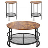 VEVOR 3 Pieces Round Coffee Table Sets, 31.5 in Industrial Living Room Table with 2 End Side Tables, Easy Assembly Coffee and End Tables Sets with Metal Legs, for Office, Living Room and Apartment