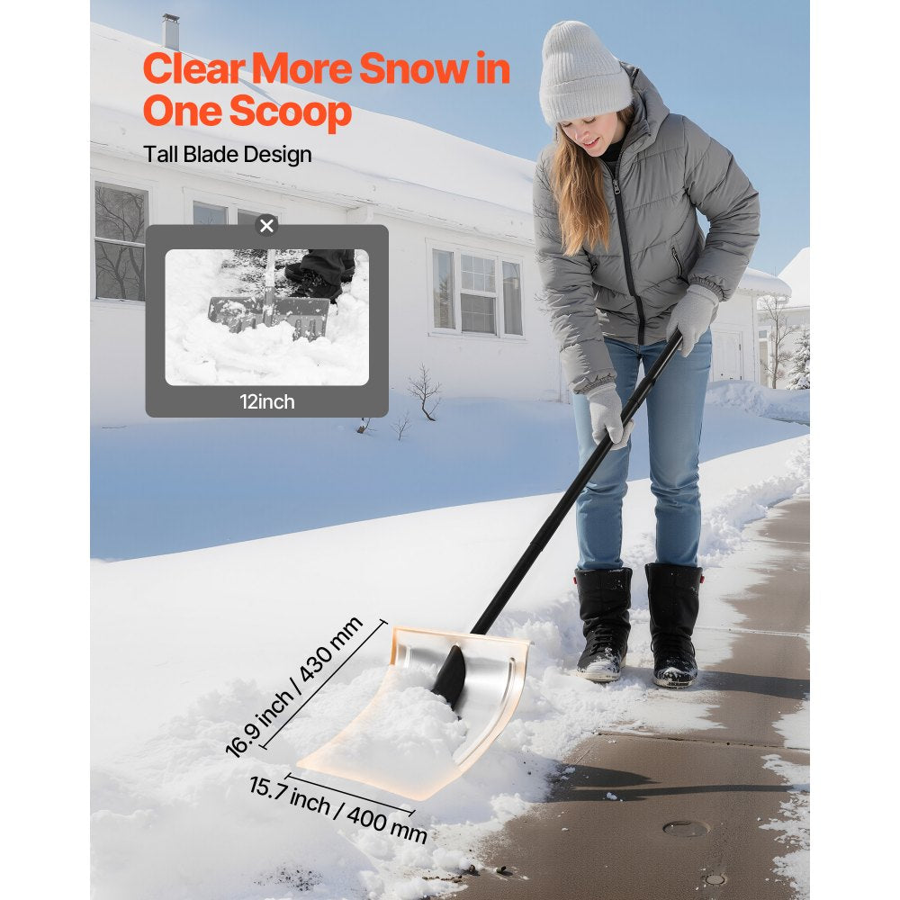 VEVOR Snow Shovel for Driveway, 16 in Wide Aluminum Alloy Snow Shovel, Non Slip Grip, Large Capacity Snowplow Shovels, Detachable & Lightweight Snows Removal Tool for Garden Car Camping Outdoors