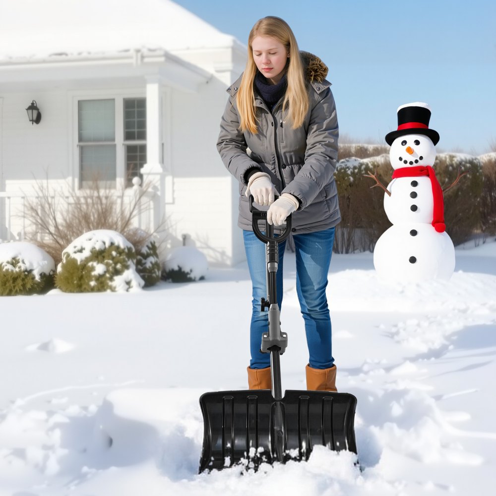 VEVOR Snow Shovel for Driveway, 18 in Wide Plastic Snow Shovel with Assist D-shaped Handles, Non Slip Grip, Large Capacity Snowplow Shovels, Lightweight Snows Removal Tool for Garden Car Camping