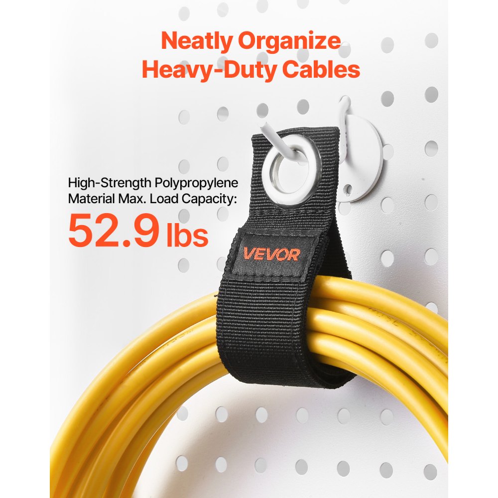 VEVOR Extension Cord Straps, 8-Pack Cable Holder Organizer, Heavy-Duty Extension Cord Hanger for Garage Organization and Storage, 52.9lbs Weight Capacity Storage Strap, Stocking Stuffer for Dad & Mom