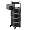 VEVOR Rotating Storage Rack Cart, 5 Tier Fruit and Vegetable Basket Bowls, Heavy Duty Wire Basket Organizer on Wheels, Large Capacity Stand with Metal Top Lid, for Kitchen Bathroom Nursery, Black