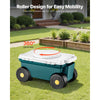 VEVOR Garden Scooter with Seat, 2 in 1 Rolling Garden Cart with Storage Bin, Supports up to 227 lbs, Outdoor Wagon with Handle, Lightweight Storage Gardening Stool for Yard Weeding Planting