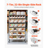 VEVOR 7-Tier Rolling Bin Storage Rack, 22 Organizer Bins, Bin Rack Storage Steel Wire Shelving System with Wheels, Mobile Tool Organizer for Garage, Warehouse, Office, Restaurant, Classroom, Kitchen