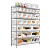 VEVOR 7-Tier Rolling Bin Storage Rack, 26 Organizer Bins, Bin Rack Storage Steel Wire Shelving System with Wheels, Mobile Tool Organizer for Garage, Warehouse, Office, Restaurant, Classroom, Kitchen