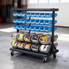 VEVOR 5-Tier Double-Sided Rolling Bin Storage Rack, 68 Organizer Bins, Dual-Sided Parts Organizer with Wheels, Mobile Tool Organizer Plastic Bins for Garage, Warehouse, Office, Restaurant, Classroom