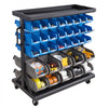 VEVOR 5-Tier Double-Sided Rolling Bin Storage Rack, 68 Organizer Bins, Dual-Sided Parts Organizer with Wheels, Mobile Tool Organizer Plastic Bins for Garage, Warehouse, Office, Restaurant, Classroom