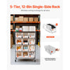 VEVOR 5-Tier Rolling Bin Storage Rack, 12 Organizer Bins, Bin Rack Storage Steel Wire Shelving System with Wheels, Mobile Tool Organizer for Garage, Warehouse, Office, Restaurant, Classroom, Kitchen