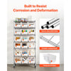 VEVOR 7-Tier Rolling Bin Storage Rack, 18 Organizer Bins, Bin Rack Storage Steel Wire Shelving System with Wheels, Mobile Tool Organizer for Garage, Warehouse, Office, Restaurant, Classroom, Kitchen