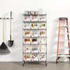 VEVOR 7-Tier Rolling Bin Storage Rack, 18 Organizer Bins, Bin Rack Storage Steel Wire Shelving System with Wheels, Mobile Tool Organizer for Garage, Warehouse, Office, Restaurant, Classroom, Kitchen