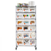VEVOR 7-Tier Rolling Bin Storage Rack, 18 Organizer Bins, Bin Rack Storage Steel Wire Shelving System with Wheels, Mobile Tool Organizer for Garage, Warehouse, Office, Restaurant, Classroom, Kitchen