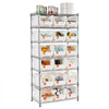 VEVOR 7-Tier Rolling Bin Storage Rack, 18 Organizer Bins, Bin Rack Storage Steel Wire Shelving System with Wheels, Mobile Tool Organizer for Garage, Warehouse, Office, Restaurant, Classroom, Kitchen