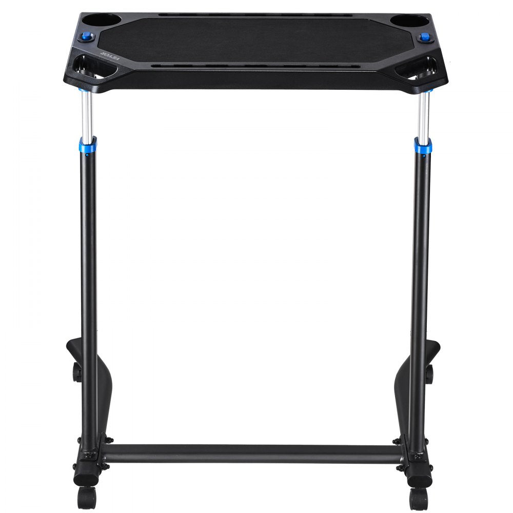 VEVOR Cycling Desk, Mobile Foldable Multi-Functional Bike Trainer & Treadmill Desk with Lockable Wheels, Non-Slip Multi-Slot Bike Trainer Fitness Desk with Handle Bar, Fit for Home Office Exercise