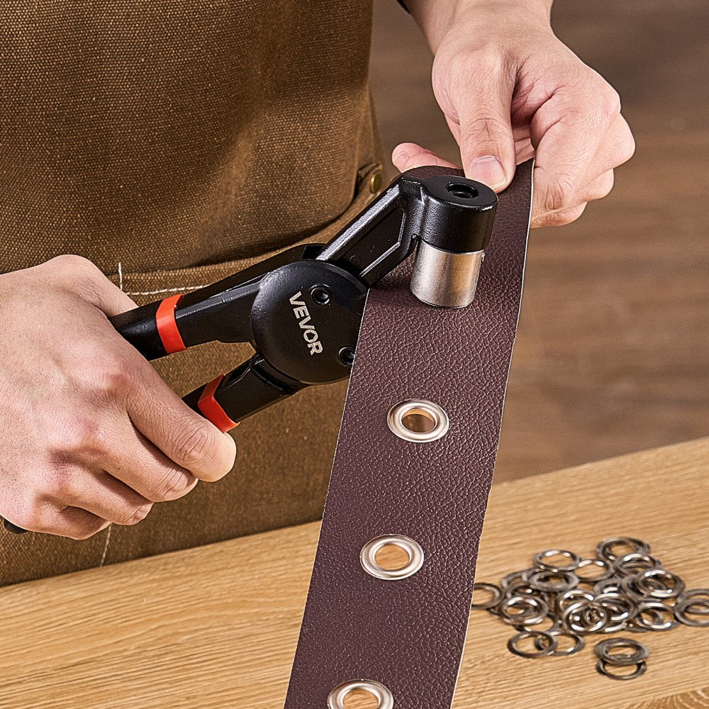 VEVOR Grommet Tool Kit, 500 PCS 3/8 Inch Metal Eyelets Grommets in Gold and Silver, Eyelet Kit with Manual Grommet Press Pliers, Hole Punch, and Block, for Leather Tarp Shoes Crafts Fabric Belt